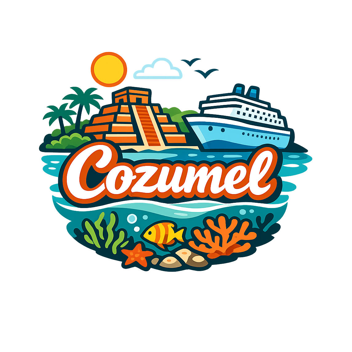 Tropical Paradise Cozumel - Bordered Artwork