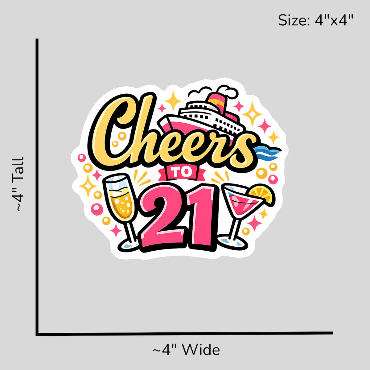 Cheers to 21 - Size Reference Mockup