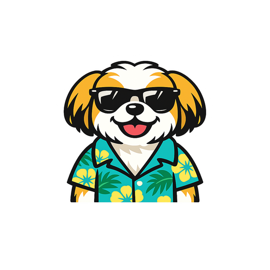 Tropical Gold Shih Tzu - Bordered Artwork