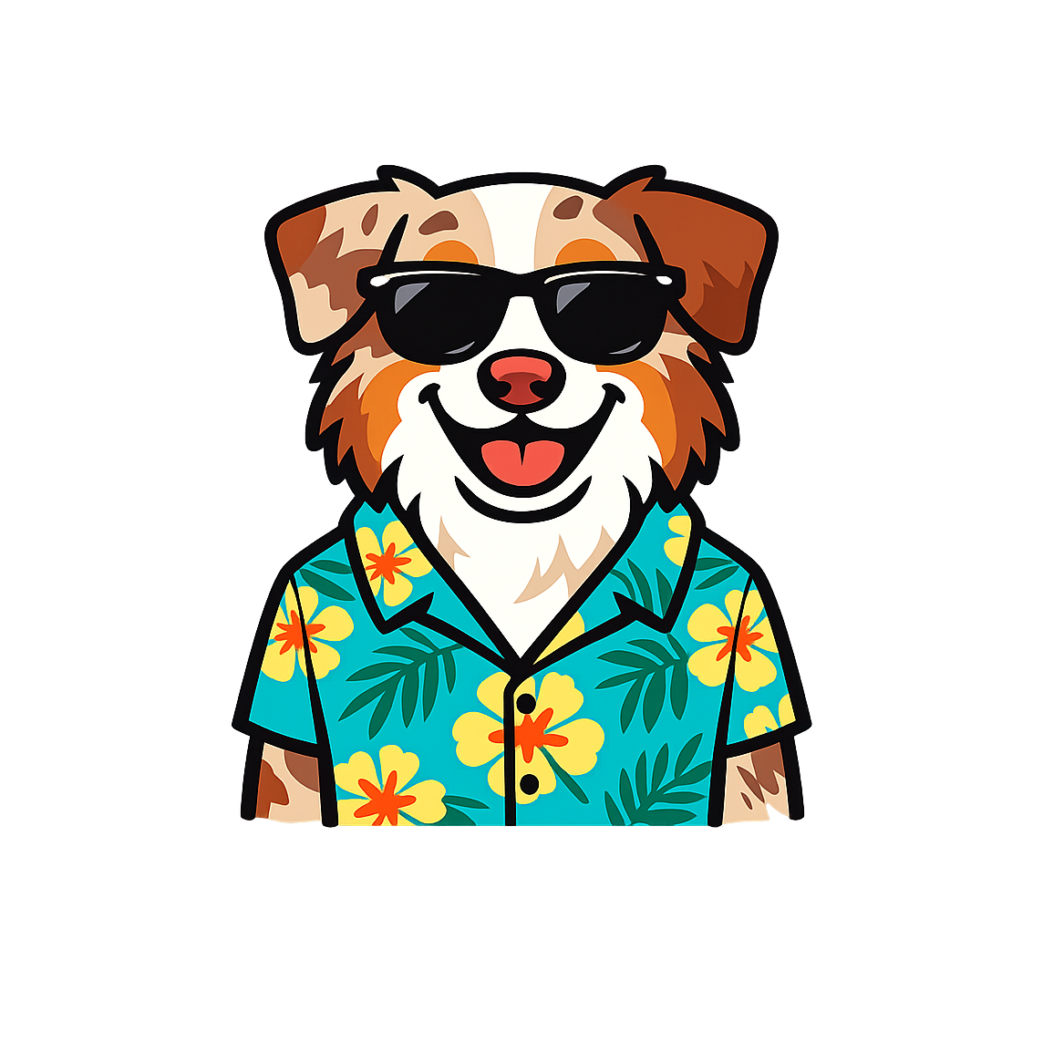 Tropical Red Merle Australian Shepherd - Bordered Artwork