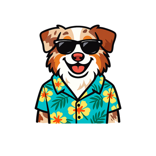 Tropical Red Merle Australian Shepherd - Bordered Artwork