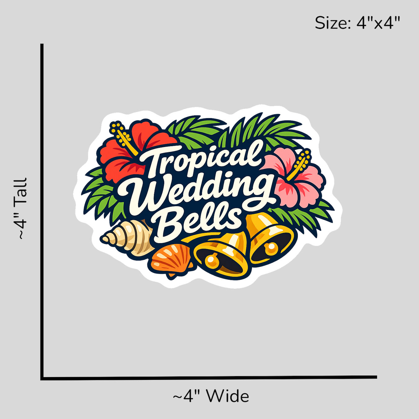 Tropical Wedding Bells - Size Reference Mockup