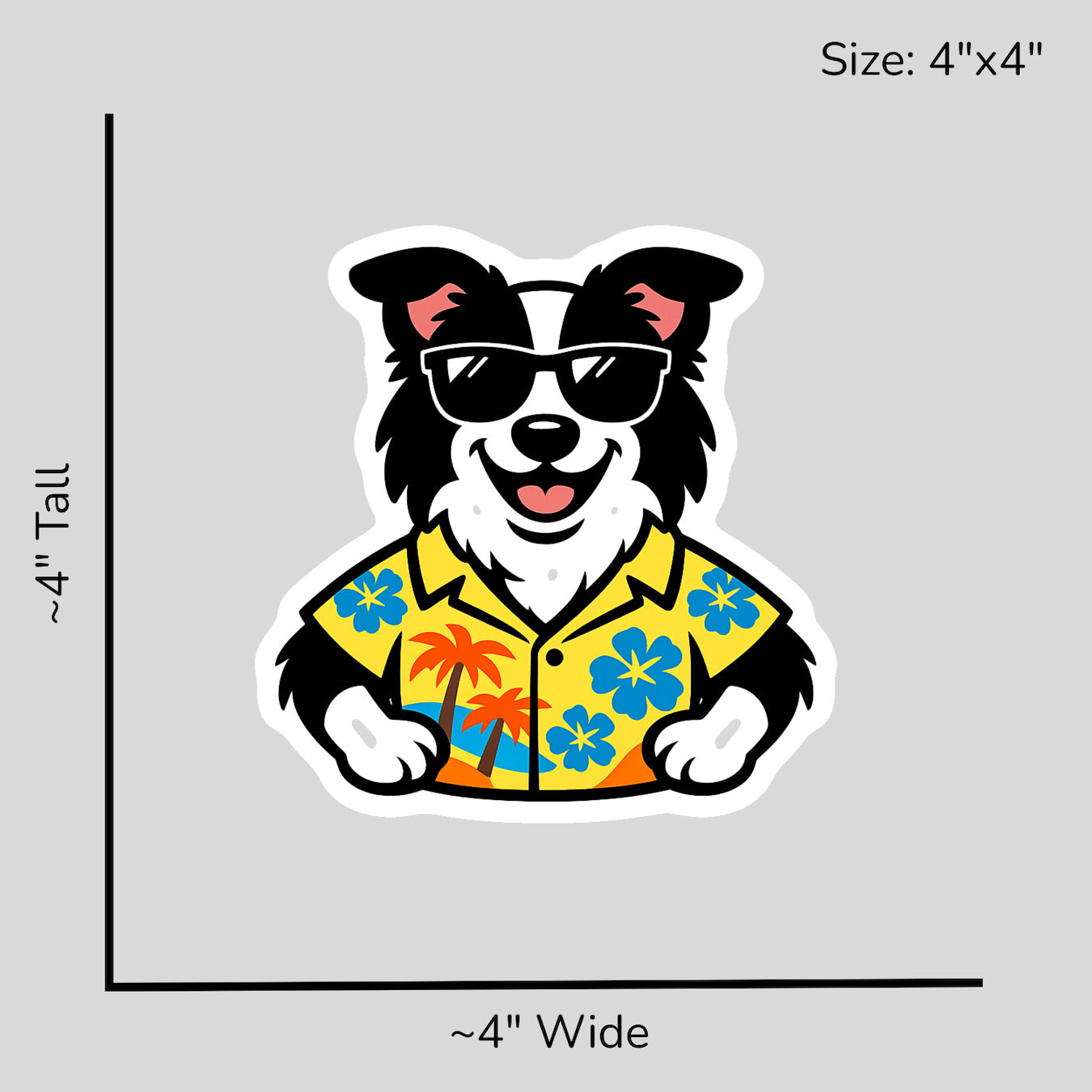 Tropical Black Border Collie - Size Reference Mockup