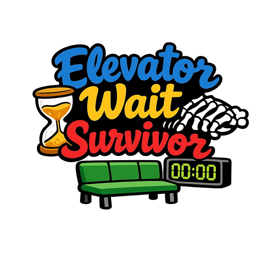Elevator Wait Survivor - Bordered Artwork