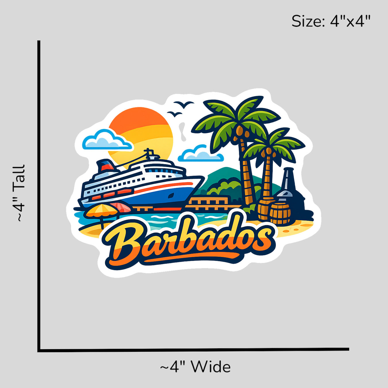 Sunset Dreams Barbados - Size Reference Mockup