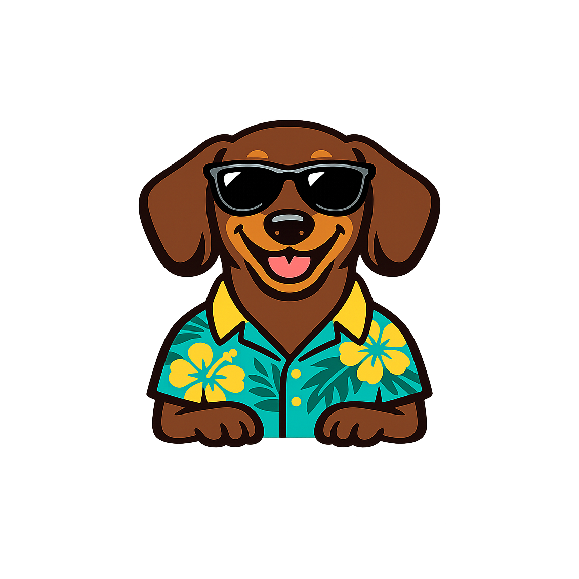 Tropical Chocolate Dachshund - Bordered Artwork