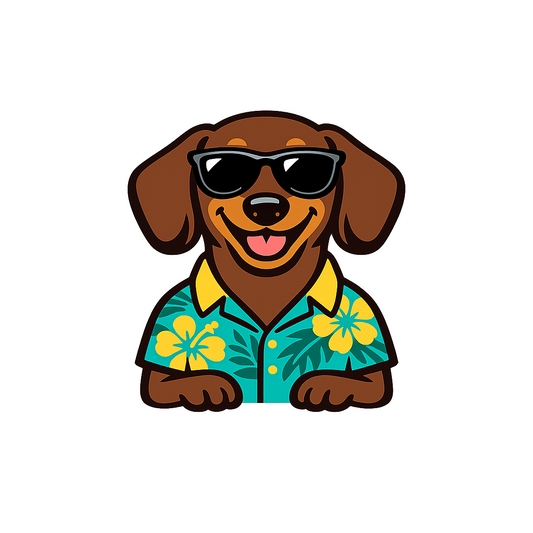 Tropical Chocolate Dachshund - Bordered Artwork