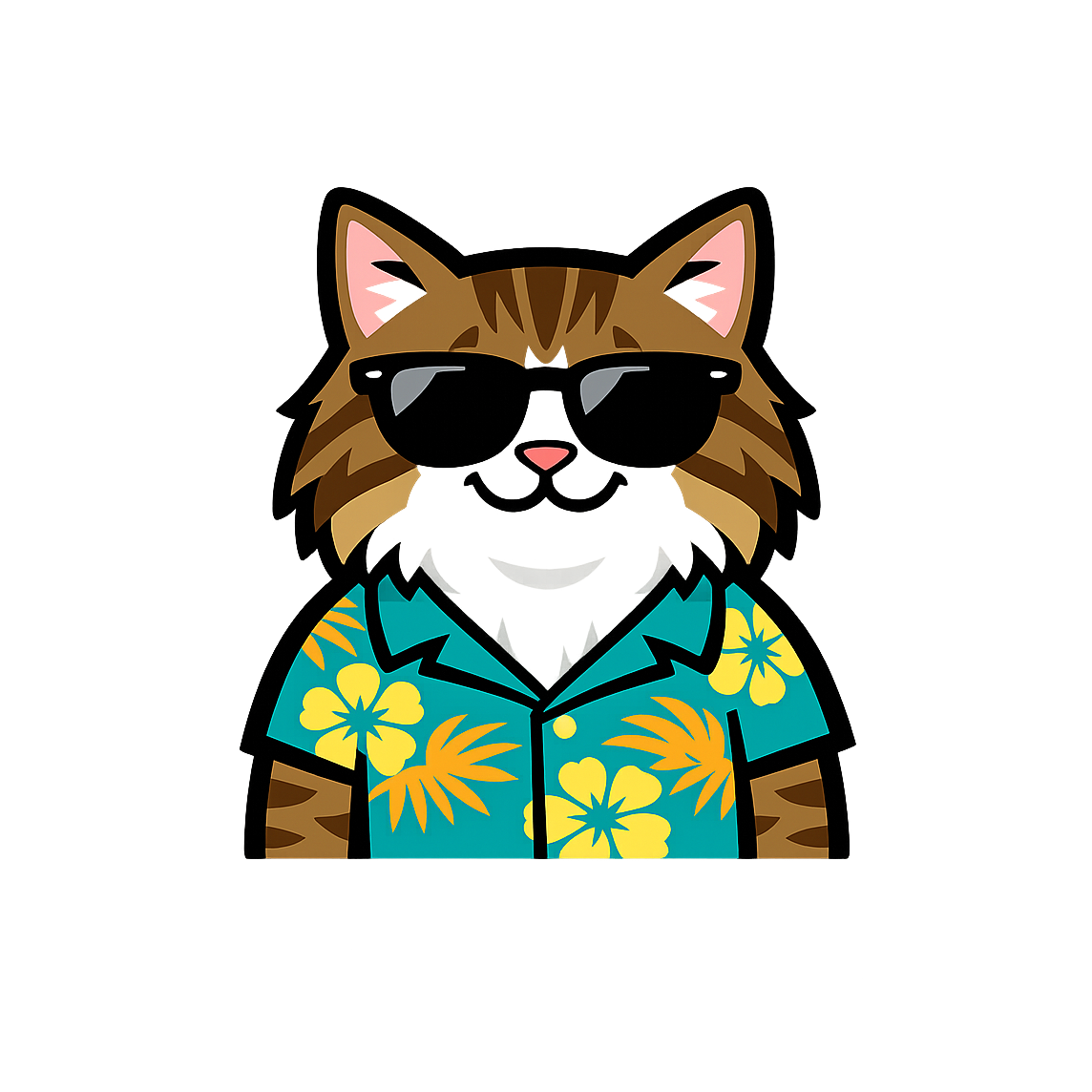 Tropical Norwegian Forest Cat - Bordered Artwork