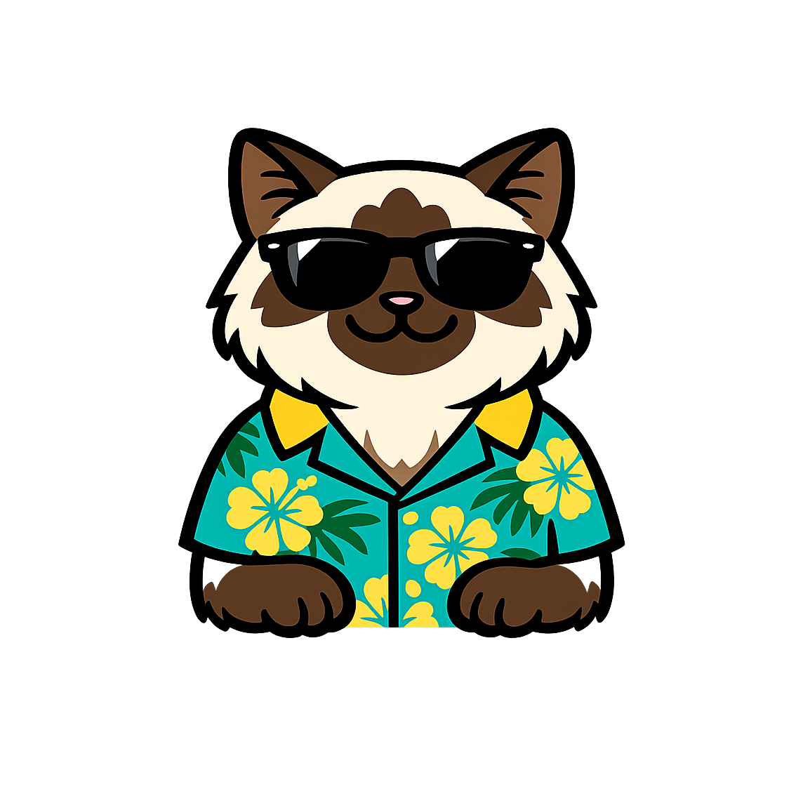 Tropical Ragdoll Cat - Bordered Artwork