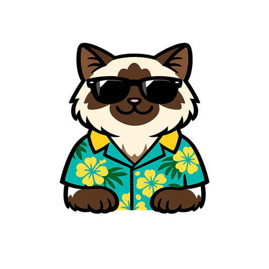 Tropical Ragdoll Cat - Bordered Artwork