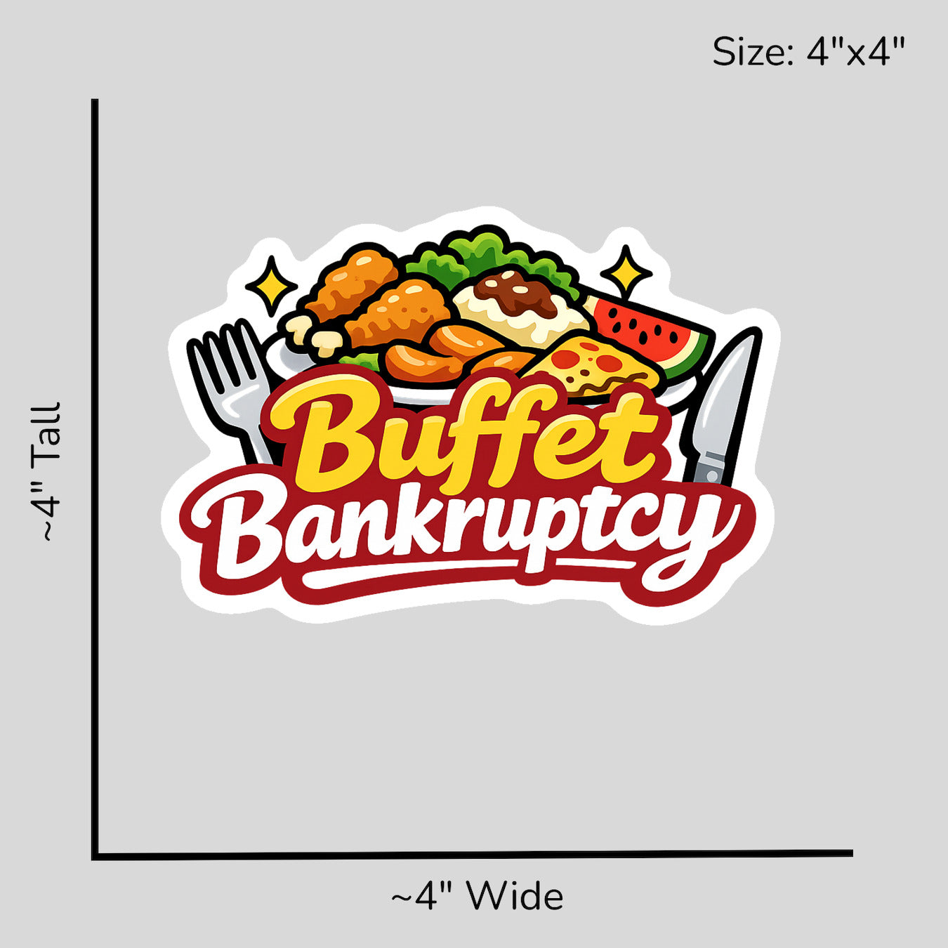 Buffet Bankruptcy - Size Reference Mockup
