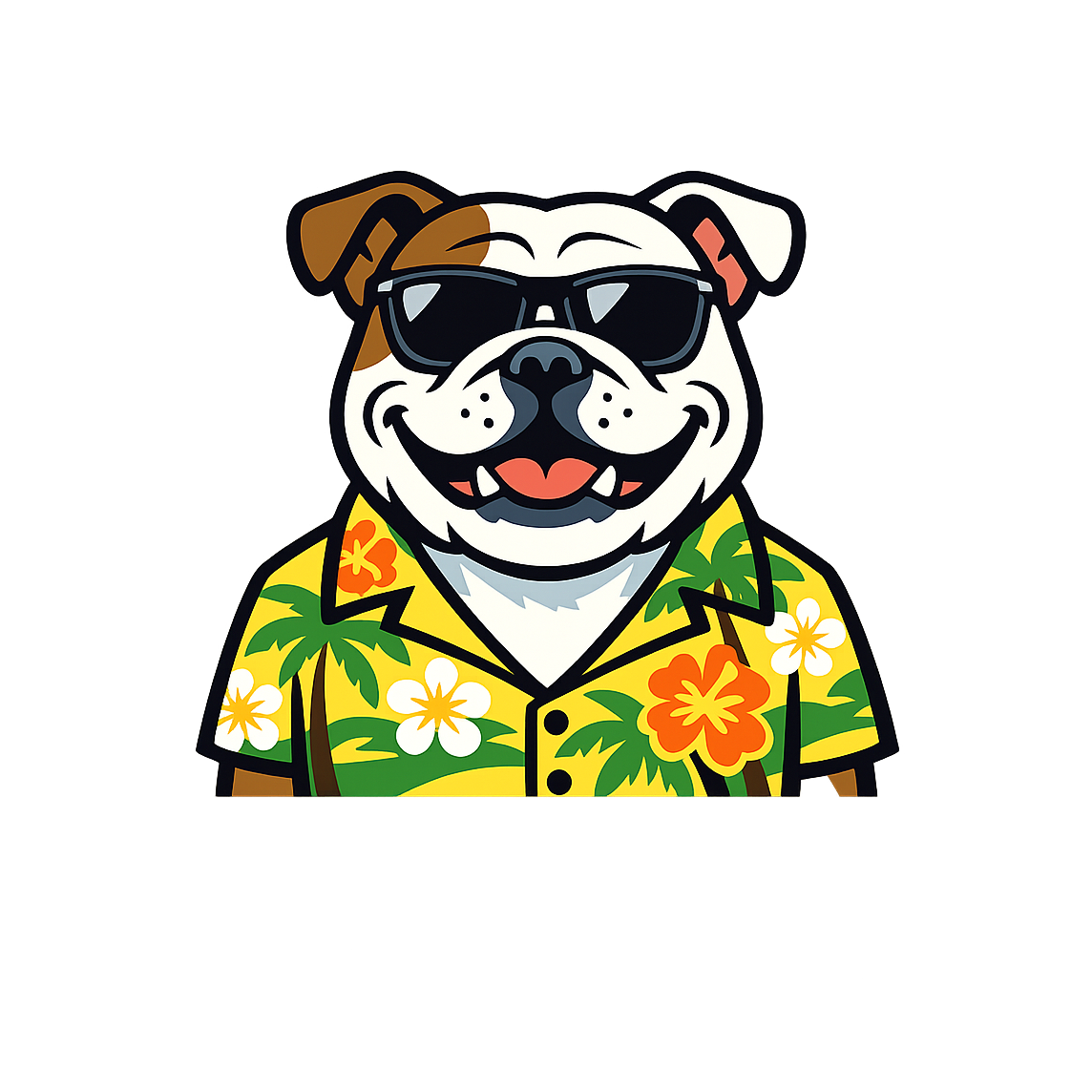 Tropical English Bulldog - Bordered Artwork