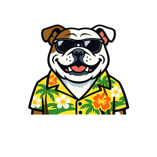 Tropical English Bulldog - Bordered Artwork