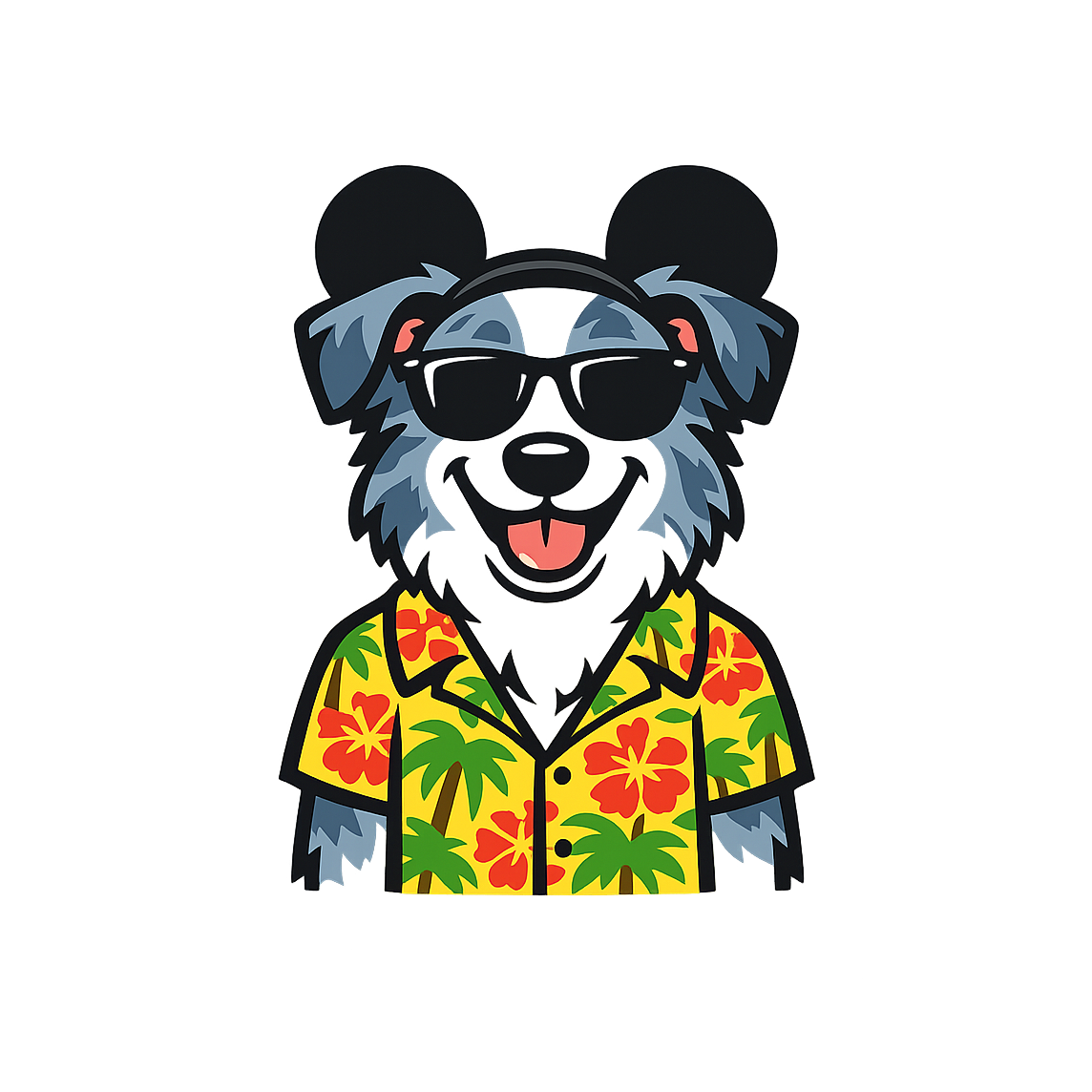 Magic Blue Merle Border Collie - Bordered Artwork