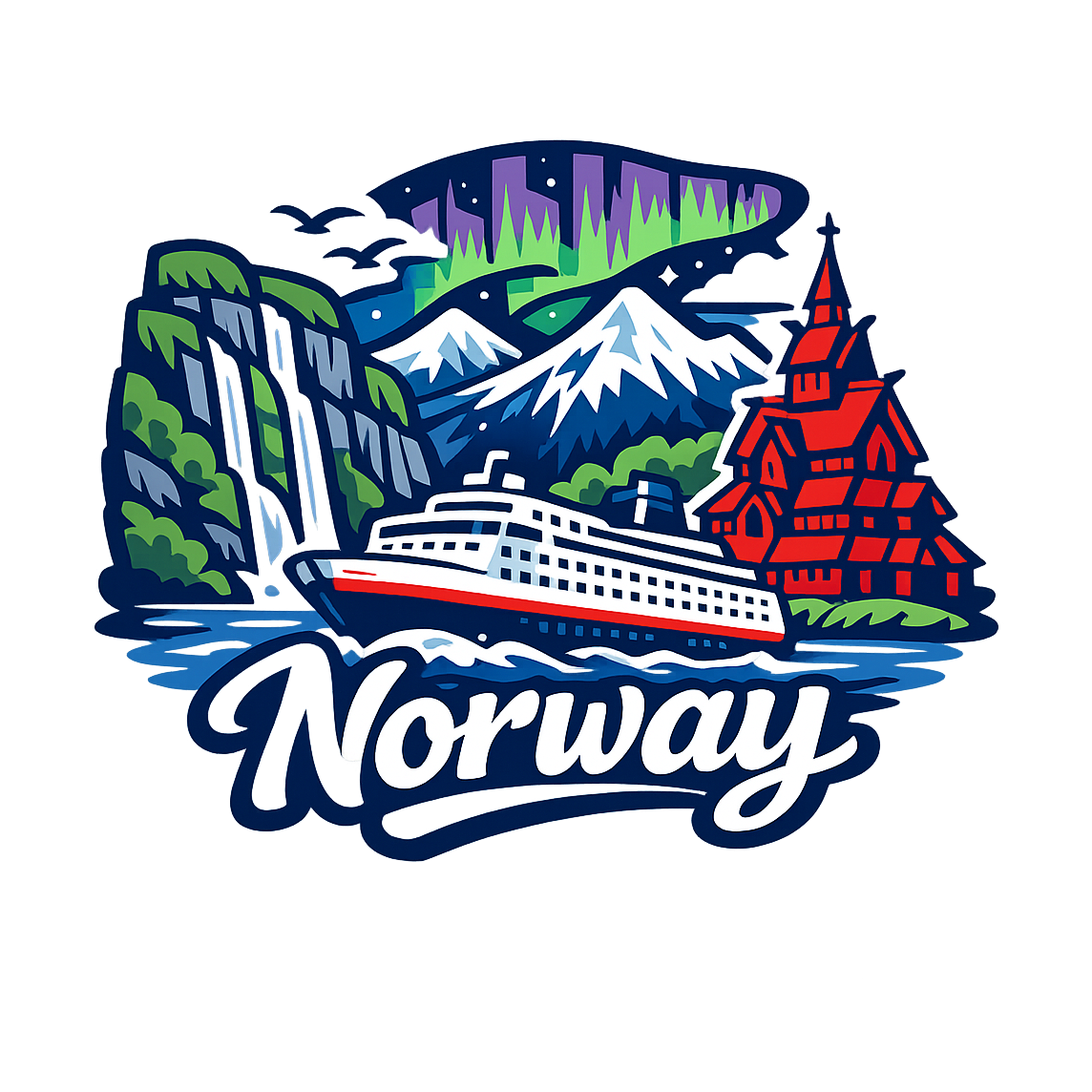 Norwegian Fjords Majesty - Bordered Artwork