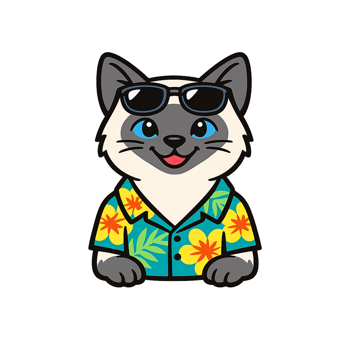 Tropical Blue Point Siamese - Bordered Artwork