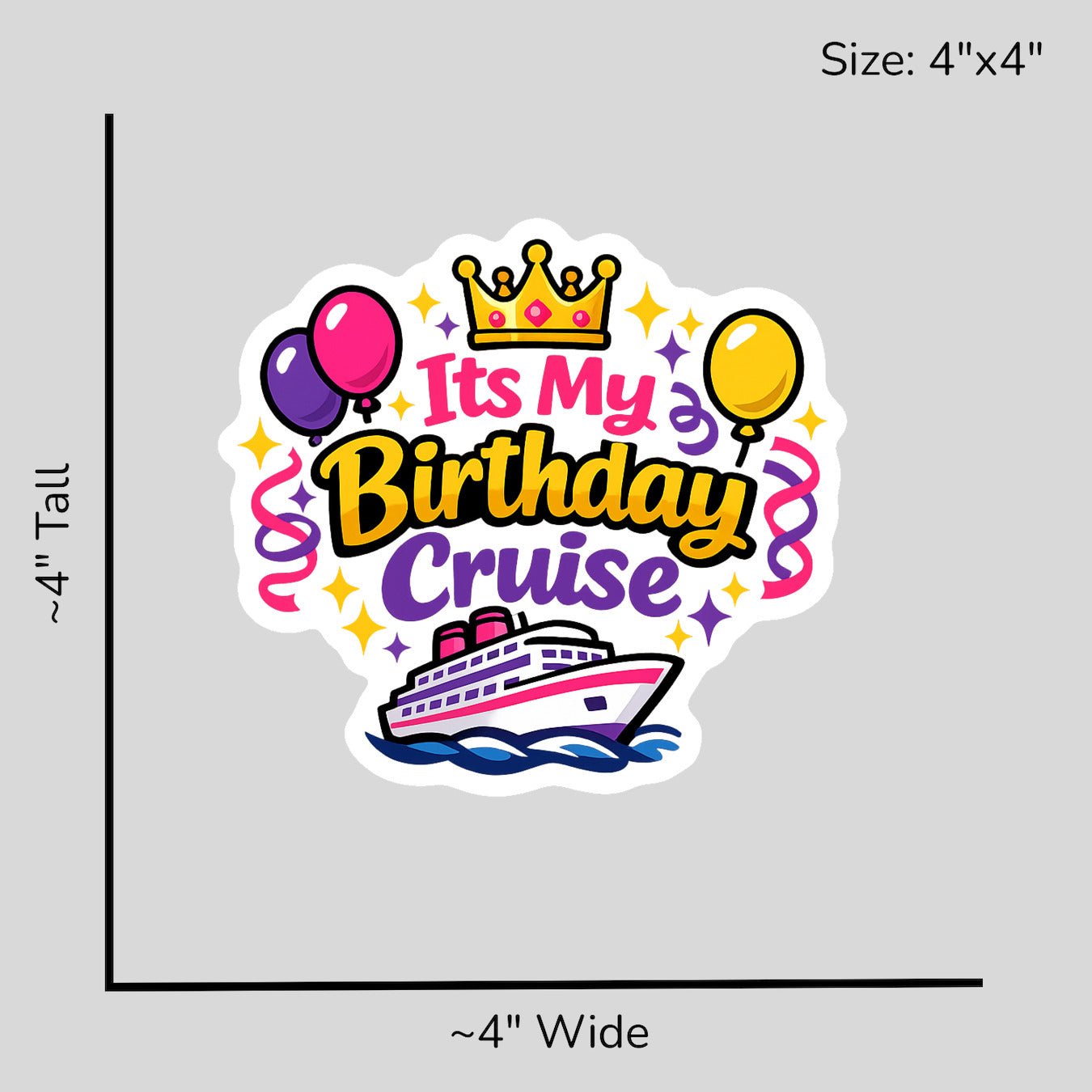 Its My Birthday Cruise - Size Reference Mockup