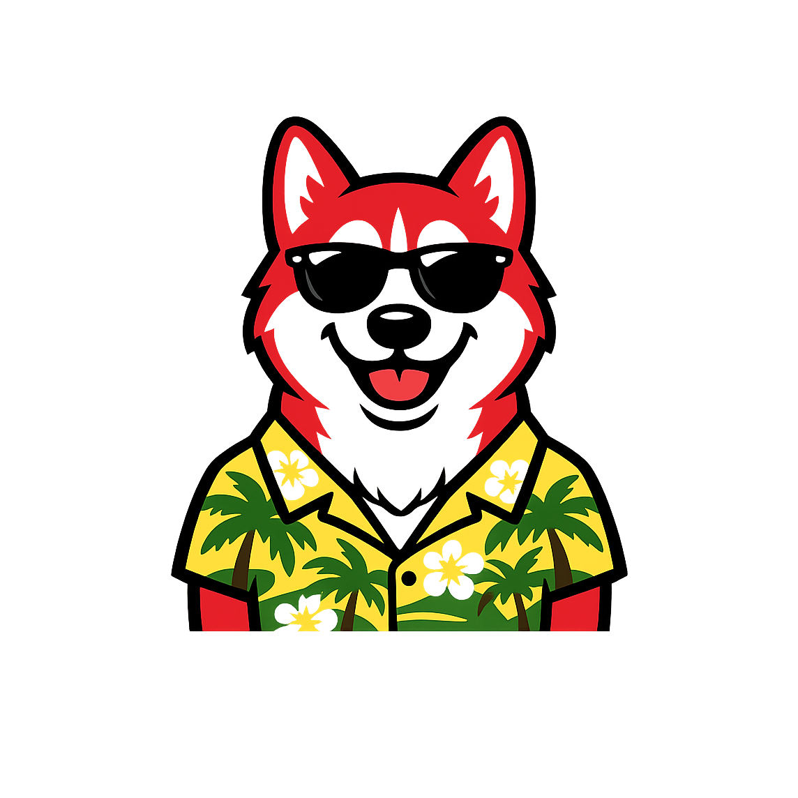 Tropical Red Husky - Bordered Artwork