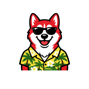 Tropical Red Husky - Bordered Artwork