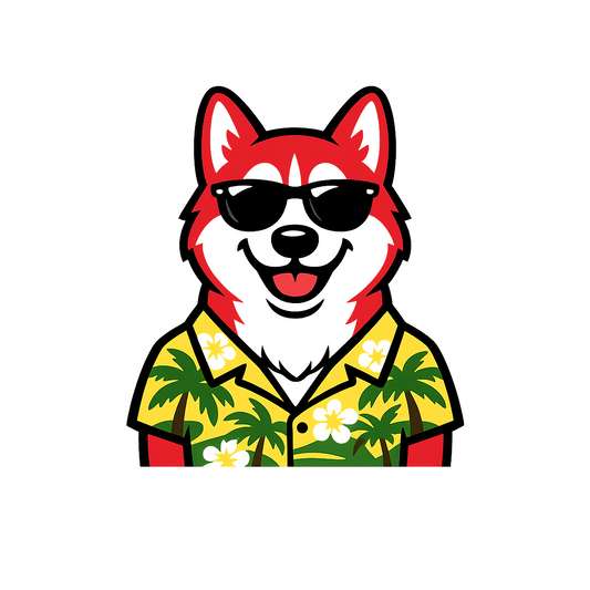 Tropical Red Husky - Bordered Artwork