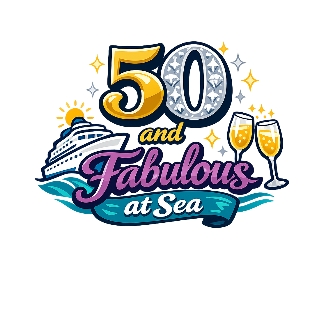 50 and Fabulous at Sea - Bordered Artwork