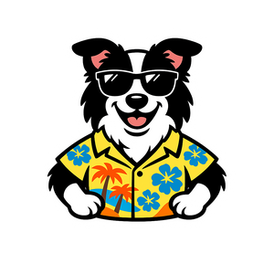 Tropical Black Border Collie - Bordered Artwork