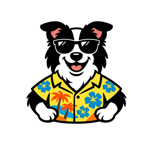 Tropical Black Border Collie - Bordered Artwork