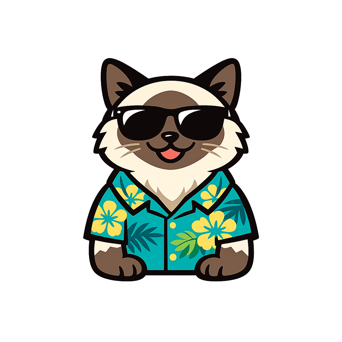 Tropical Birman Cat - Bordered Artwork