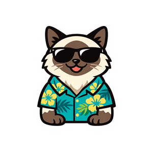 Tropical Birman Cat - Bordered Artwork
