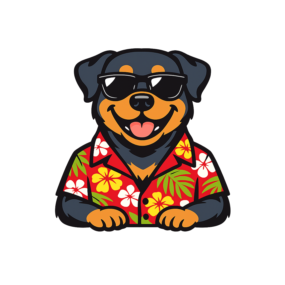 Tropical Rottweiler - Bordered Artwork