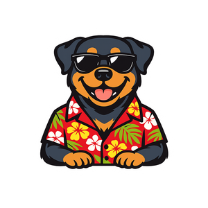 Tropical Rottweiler - Bordered Artwork