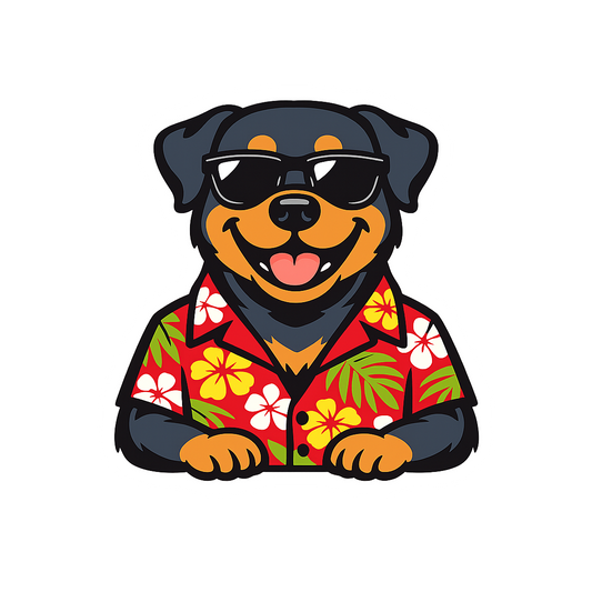 Tropical Rottweiler - Bordered Artwork