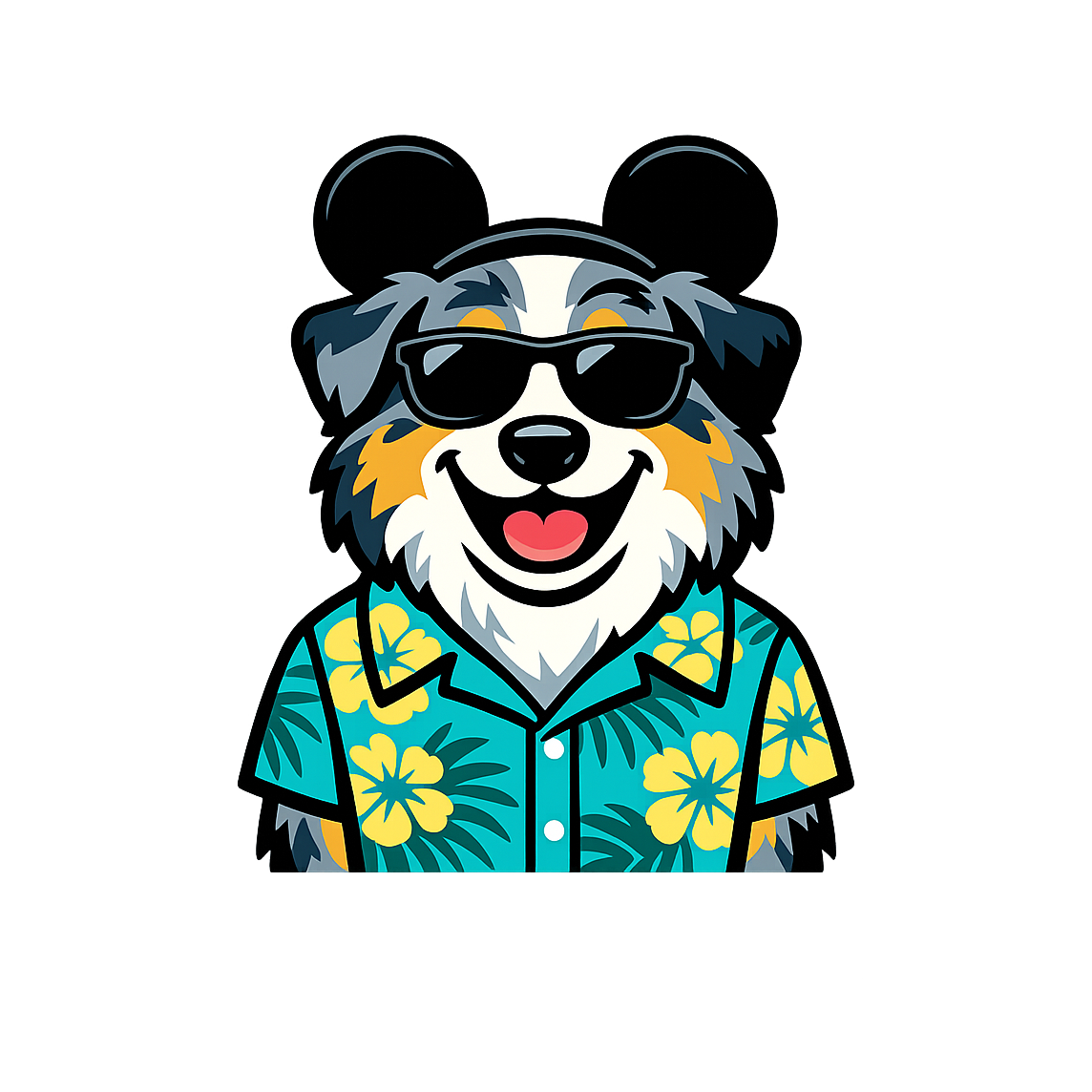 Magic Blue Merle Australian Shepherd - Bordered Artwork