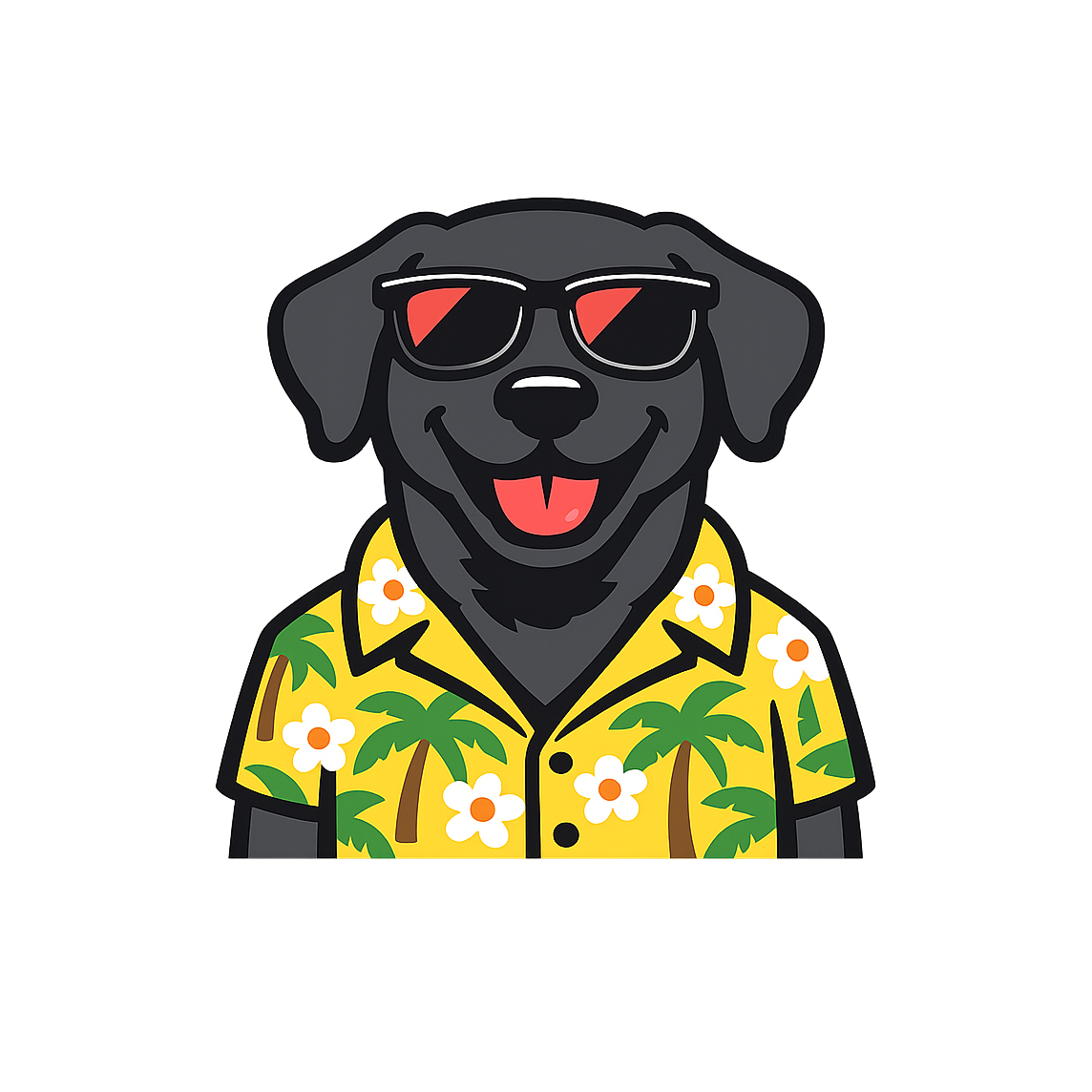 Tropical Black Lab - Bordered Artwork