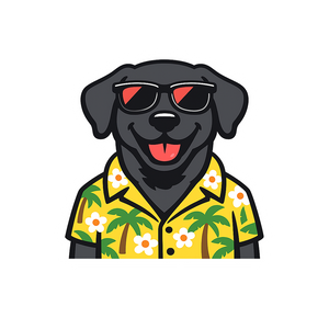 Tropical Black Lab - Bordered Artwork