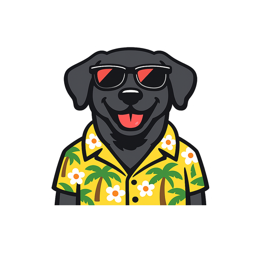 Tropical Black Lab - Bordered Artwork