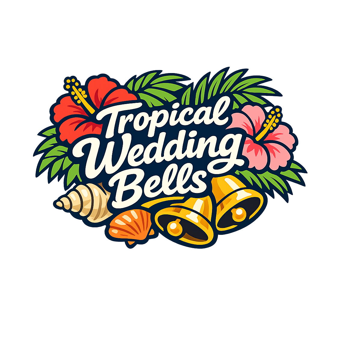 Tropical Wedding Bells - Bordered Artwork