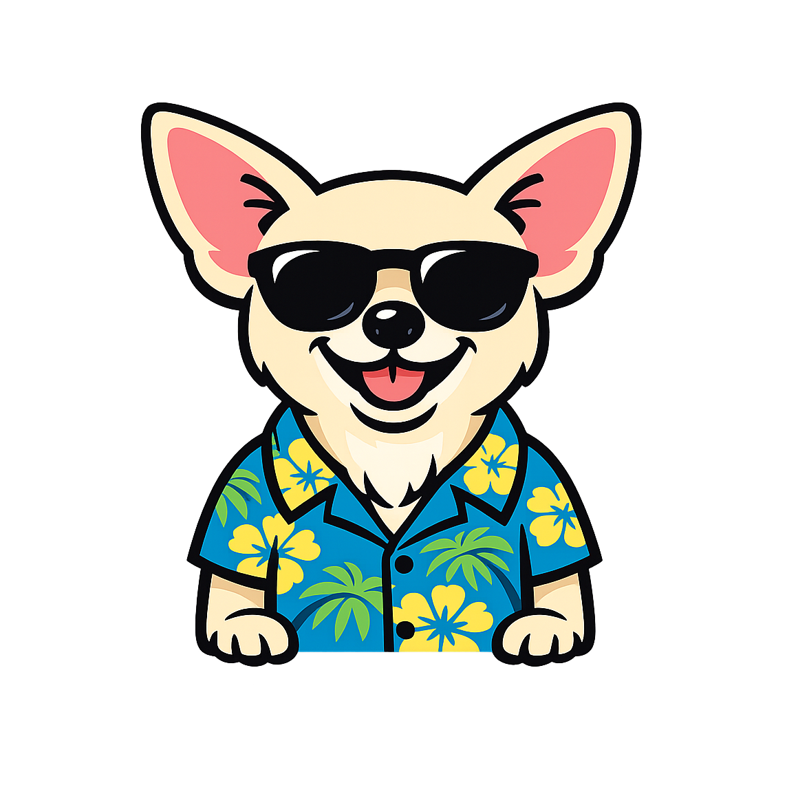 Tropical Cream Chihuahua - Bordered Artwork