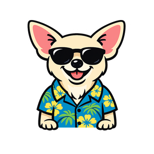 Tropical Cream Chihuahua - Bordered Artwork