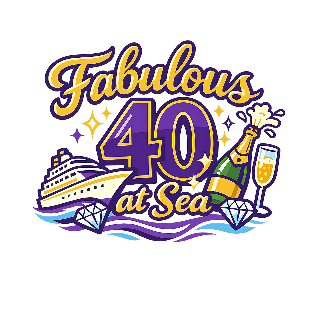 Fabulous 40 at Sea - Bordered Artwork