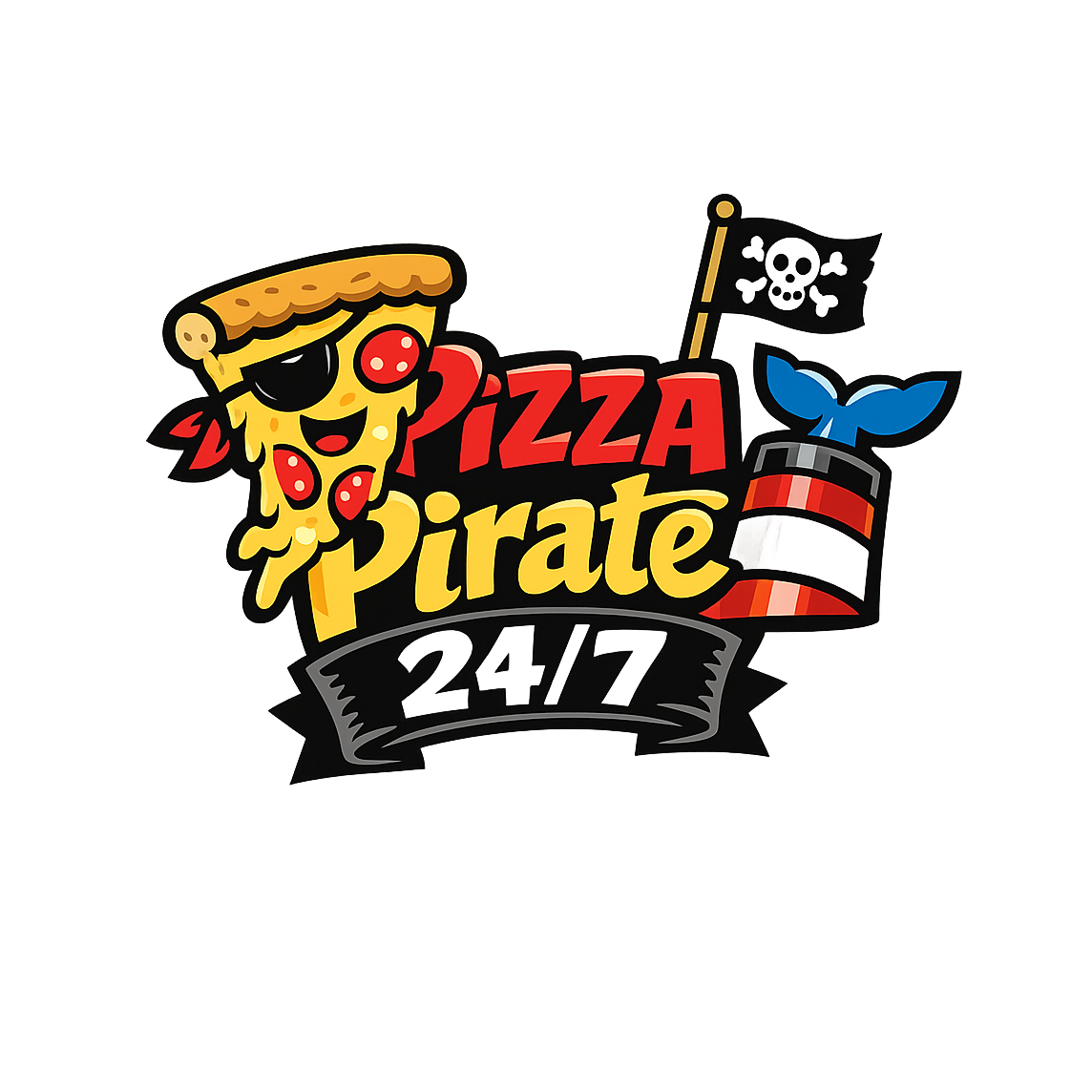 Pizza Pirate 24/7 - Bordered Artwork
