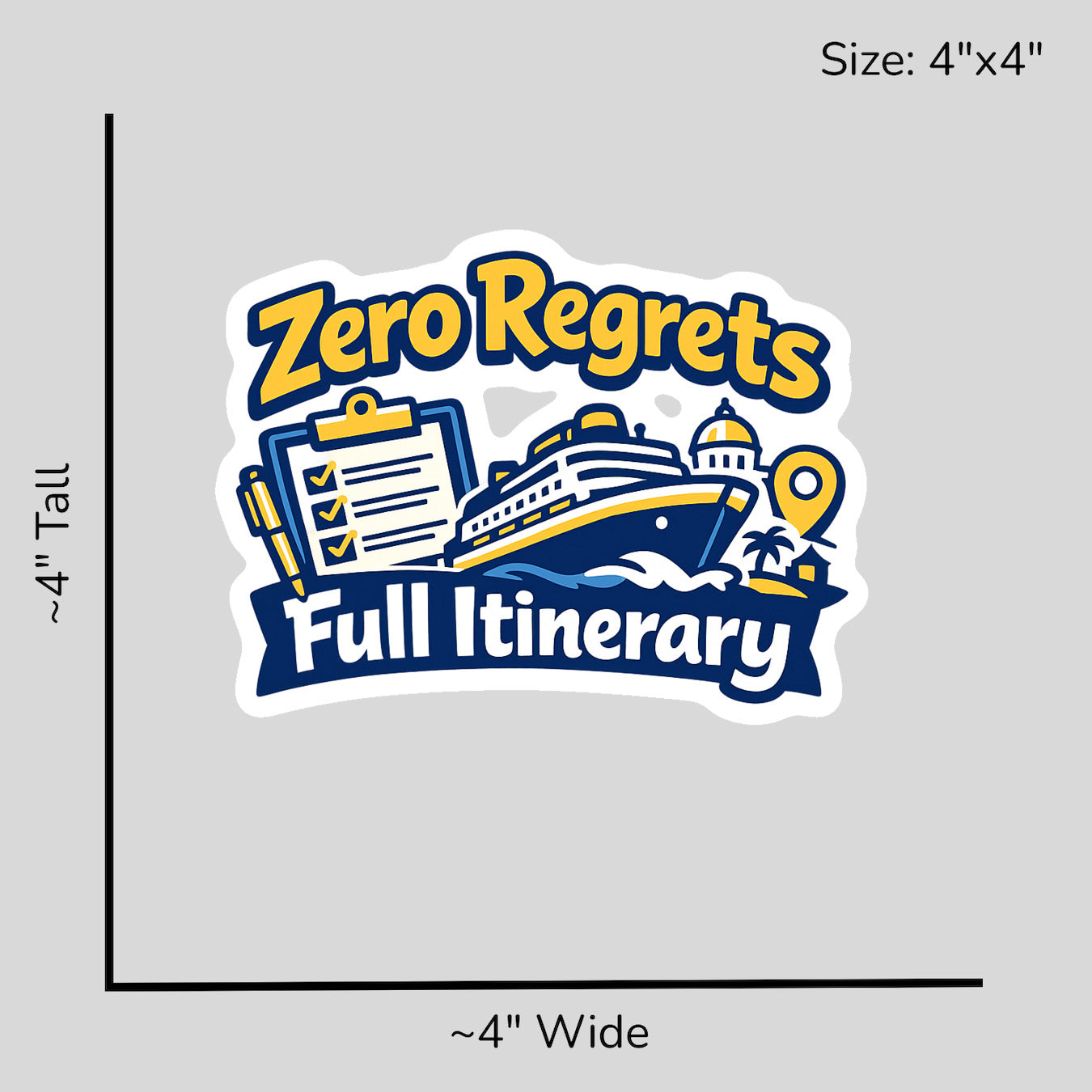 Zero Regrets Full Itinerary - Size Reference Mockup