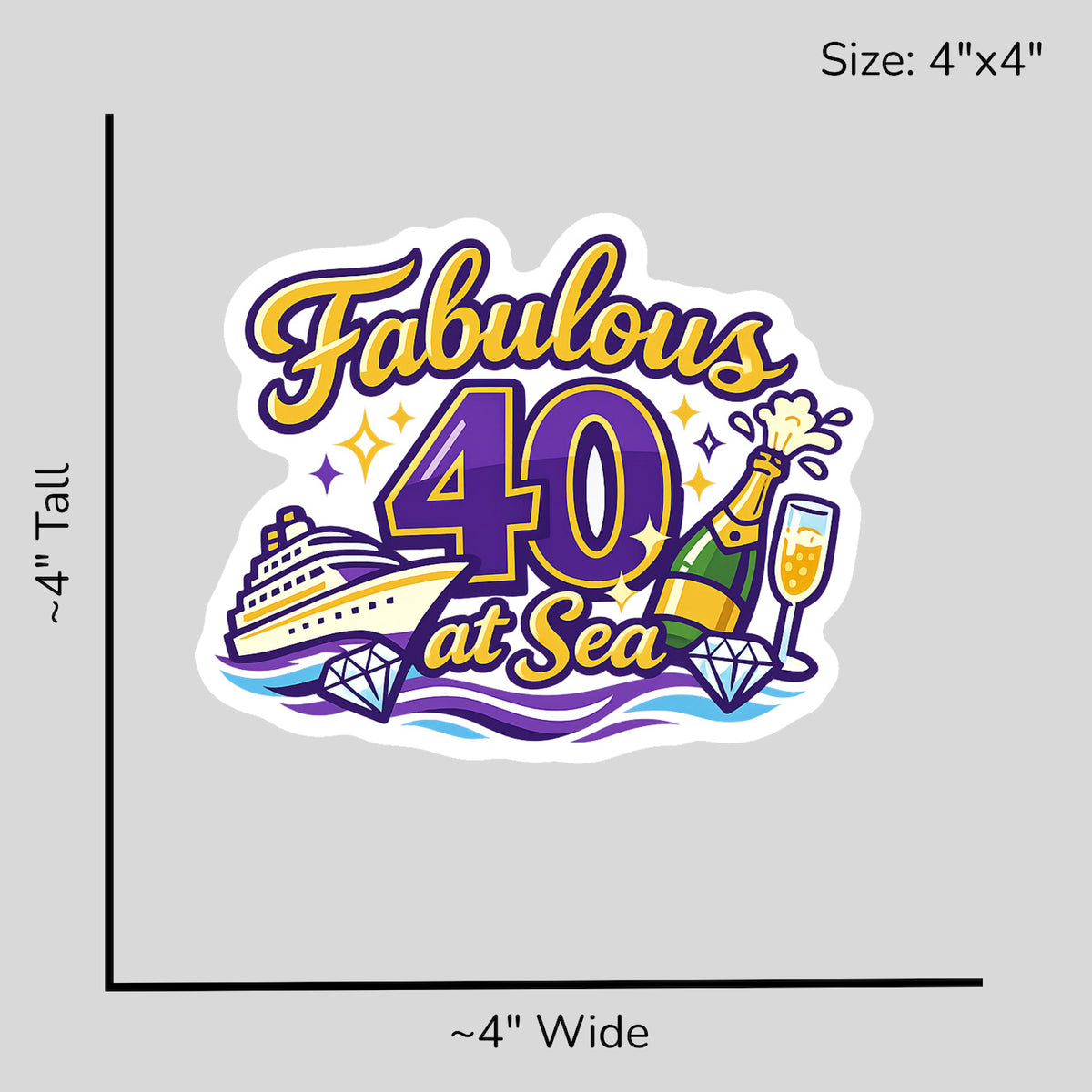 Fabulous 40 at Sea - Size Reference Mockup
