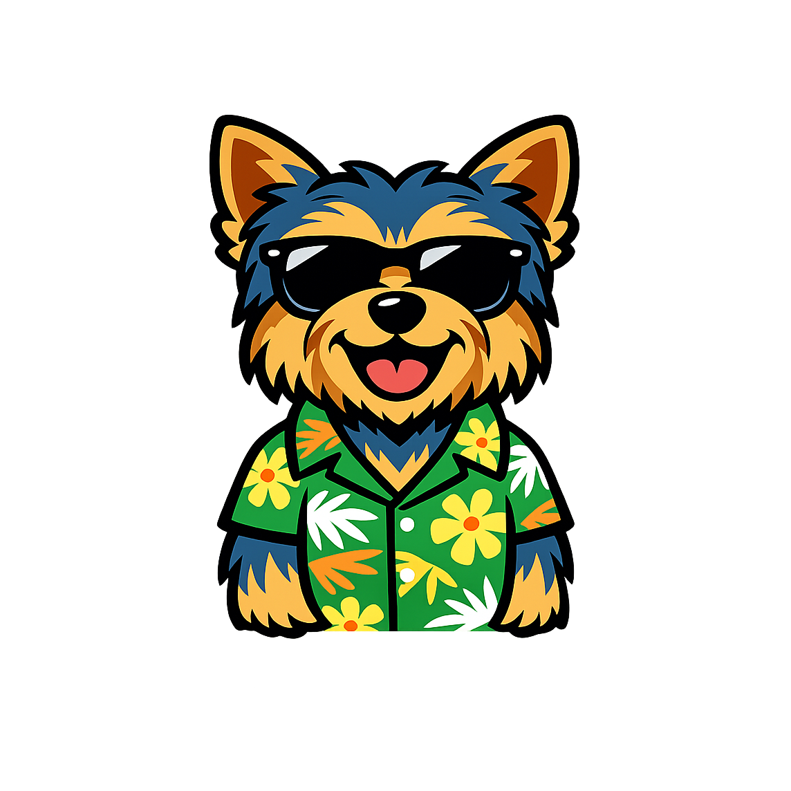Tropical Yorkshire Terrier - Bordered Artwork