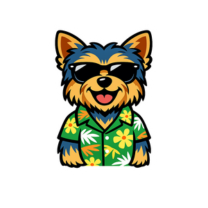 Tropical Yorkshire Terrier - Bordered Artwork