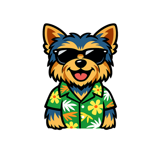 Tropical Yorkshire Terrier - Bordered Artwork