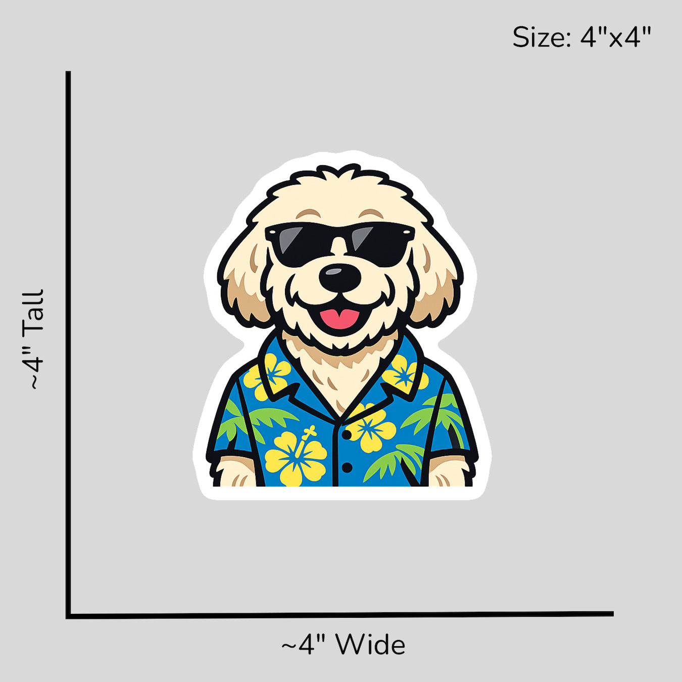Tropical Cream Goldendoodle - Size Reference Mockup