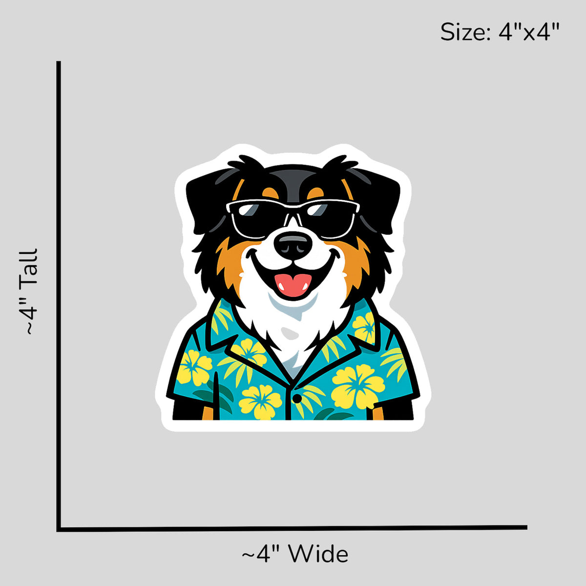 Tropical Black Australian Shepherd - Size Reference Mockup