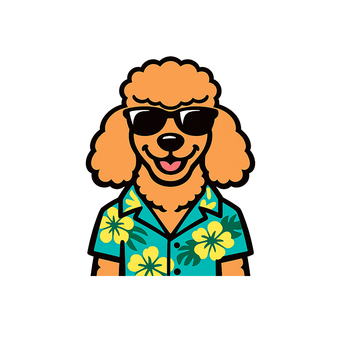 Tropical Apricot Poodle - Bordered Artwork