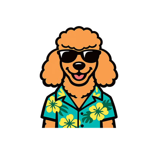 Tropical Apricot Poodle - Bordered Artwork